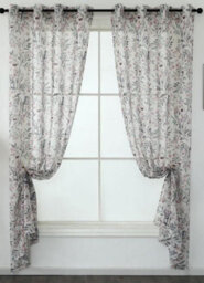 "Curtains at Home Pair Exotic Bird Blossom Design Eyelet Ring Top White Voile Panels - 54"" (137Cm) Drop" - thumbnail 6