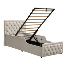 Modernluxe 3Ft Single Bed, 90X190 Cm, Ottoman Bed, Hydraulic Bed, With Headboard And Large Storage Space, Velvet, Beige - thumbnail 8