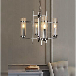 Long Life Lamps Company Modern 4 Lamp Lantern Pendant Light Glass Shades Chain Suspended Ceiling Light Chrome H3040 - thumbnail 7