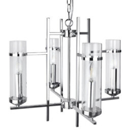 Long Life Lamps Company Modern 4 Lamp Lantern Pendant Light Glass Shades Chain Suspended Ceiling Light Chrome H3040 - thumbnail 4