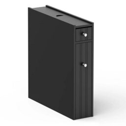 Black Slimline Narrow Bathroom Storage Cabinet With Shelving - thumbnail 3