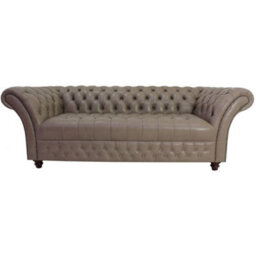 Chesterfield 3 Seater Milton Mushroom Leather Sofa Bespoke In Balmoral Style - thumbnail 2