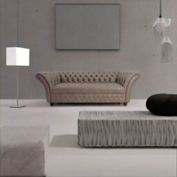Chesterfield 3 Seater Milton Mushroom Leather Sofa Bespoke In Balmoral Style - thumbnail 4