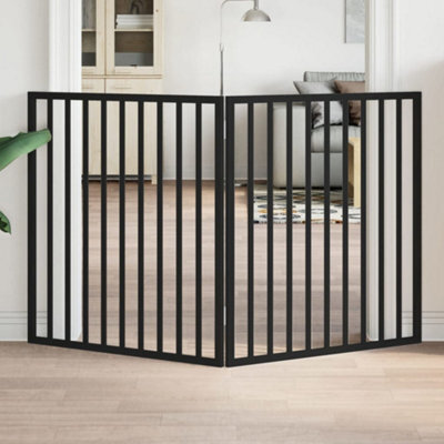 Walplus Black Dog Gate Foldable 2 Panels 160 Cm Poplar Wood - image 1
