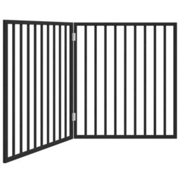 Walplus Black Dog Gate Foldable 2 Panels 160 Cm Poplar Wood - thumbnail 2
