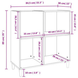 Walplus Record Cabinet Sonoma Oak 84.5X38X89 Cm Engineered Wood - thumbnail 9