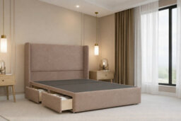 "Nexus Portofino Plush Divan, Mink, 54"" Winged Hb, 2 Drawers Foot-End, Open Coil Mattress, King" - thumbnail 4