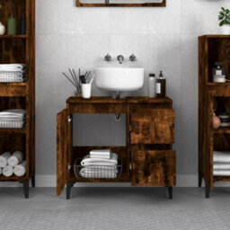 Berkfield Bathroom Cabinet Smoked Oak 65X33X60 Cm Engineered Wood - thumbnail 3