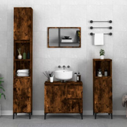 Berkfield Bathroom Cabinet Smoked Oak 65X33X60 Cm Engineered Wood - thumbnail 1