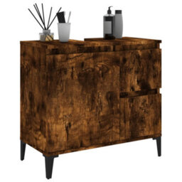 Berkfield Bathroom Cabinet Smoked Oak 65X33X60 Cm Engineered Wood - thumbnail 5