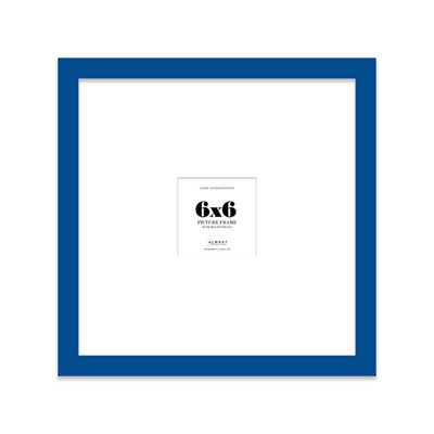 "6X6"" Blue Picture Frame - 6X6"" Square Frame With 2X2"" Mount For 6X6""/2X2"" Pictures Art Deco Style Room Decor, 1 Pack" - image 1