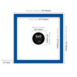"6X6"" Blue Picture Frame - 6X6"" Square Frame With 2X2"" Mount For 6X6""/2X2"" Pictures Art Deco Style Room Decor, 1 Pack" - thumbnail 2