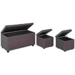 Grey Fabric Storage Ottoman Bench With Stools - thumbnail 4