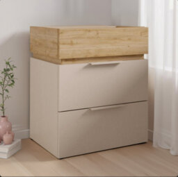 FurniComp LTD Furnicomp Luke 3 Drawer Bedside Table - Cashmere & Cadiz Oak - thumbnail 1