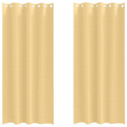 Berkfield Curtains With Curtains 2 Pcs Beige 245 X 140 Cm Polyester - thumbnail 2