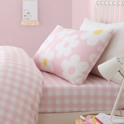 Bedlam Retro Daisy Easy Care Nostalgic Floral Print Pink Duvet Cover Set - thumbnail 2