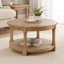 The Furniture Market Classic Whitewash Oak Round Coffee Table - thumbnail 3