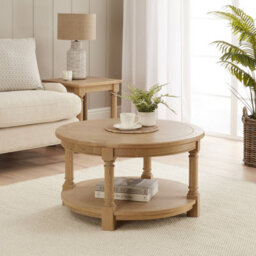 The Furniture Market Classic Whitewash Oak Round Coffee Table - thumbnail 4