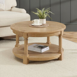 The Furniture Market Classic Whitewash Oak Round Coffee Table - thumbnail 1