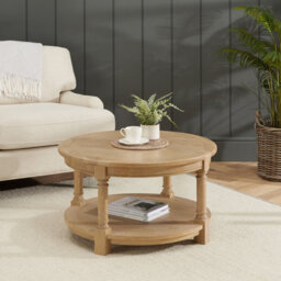 The Furniture Market Classic Whitewash Oak Round Coffee Table - thumbnail 2