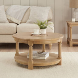 The Furniture Market Classic Whitewash Oak Round Coffee Table - thumbnail 5