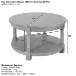 The Furniture Market Classic Whitewash Oak Round Coffee Table - thumbnail 9
