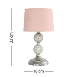 Valuelights Harmony Modern Decorative Chrome And Mosaic Crackle Glass Table Lamp With Pink Shade - thumbnail 7