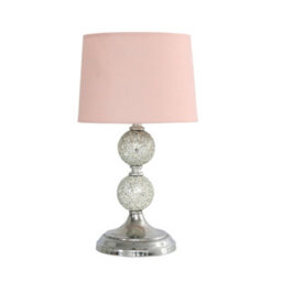 Valuelights Harmony Modern Decorative Chrome And Mosaic Crackle Glass Table Lamp With Pink Shade