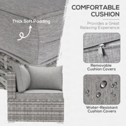 Outsunny Rattan Corner Sofa Garden Rattan Furniture Single Sofa Chair Light Grey - thumbnail 5