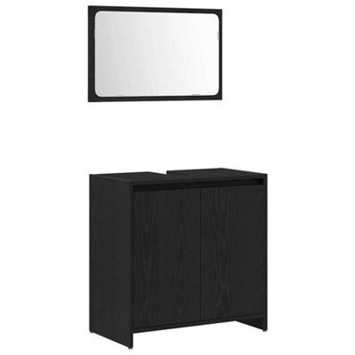 Berkfield Modern Black Oak Bathroom Cabinet With Mirror - 60X33X61 Cm, Made Of Engineered Wood