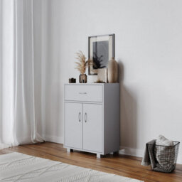 Urbn-Living Urbnliving 80Cm Height Grey Wooden Free Standing Cabinet Hallway Console Living Room Shelves Drawer Storage - thumbnail 1