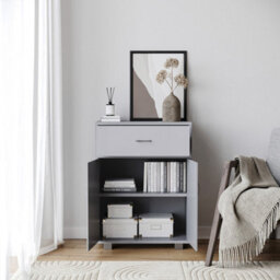 Urbn-Living Urbnliving 80Cm Height Grey Wooden Free Standing Cabinet Hallway Console Living Room Shelves Drawer Storage - thumbnail 2