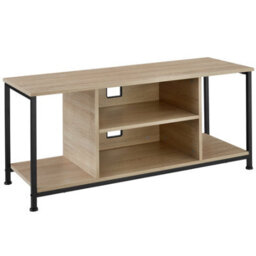 Tectake Tv Stand - Lowboard Cabinet With 4 Compartments, Adjustable Shelf 110 Cm - Industrial Wood Light, Oak Sonoma - thumbnail 1