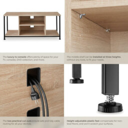 Tectake Tv Stand - Lowboard Cabinet With 4 Compartments, Adjustable Shelf 110 Cm - Industrial Wood Light, Oak Sonoma - thumbnail 5