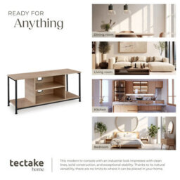 Tectake Tv Stand - Lowboard Cabinet With 4 Compartments, Adjustable Shelf 110 Cm - Industrial Wood Light, Oak Sonoma - thumbnail 7