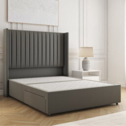 Bsspoke Manhattans Divan Bed Grey Plush Velvet With 54Inch Headboard 2 Drawers Footend & No Mattress In Double King 4Ft 6Ft - thumbnail 2