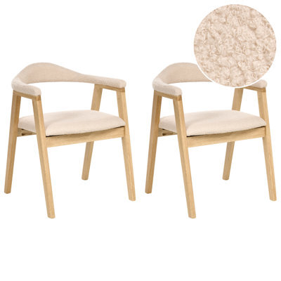 Beliani Set Of 2 Dining Chairs Oneco Wood Light Brown/ Light Beige - image 1