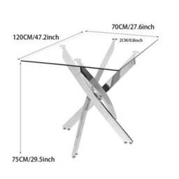 Living And Home Contemporary Rectangular Tempered Glass Coffee Table With Beveled Chrome Legs - thumbnail 3