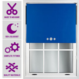 Furnished Triple Eyelets Blackout Window Blinds Free Cut Service - Blue (W)120Cm X (L)210Cm - thumbnail 1