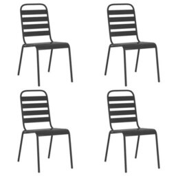 Berkfield 5 Piece Garden Dining Set Anthracite Steel - thumbnail 4