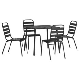 Berkfield 5 Piece Garden Dining Set Anthracite Steel - thumbnail 3