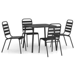 Berkfield 5 Piece Garden Dining Set Anthracite Steel - thumbnail 2