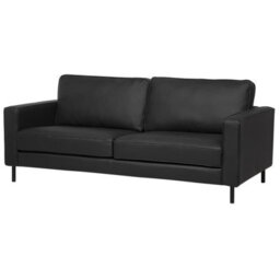 Beliani Living Room Set 4 Seater Savalen Leather Black - thumbnail 6