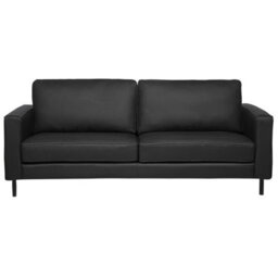Beliani Living Room Set 4 Seater Savalen Leather Black - thumbnail 5