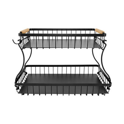 Kitchen 2 Tier Food Veg Storage Caddy Rack Organiser Fruit Basket Stand Rack - image 1