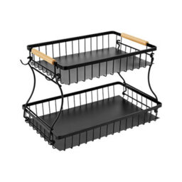 Kitchen 2 Tier Food Veg Storage Caddy Rack Organiser Fruit Basket Stand Rack - thumbnail 3