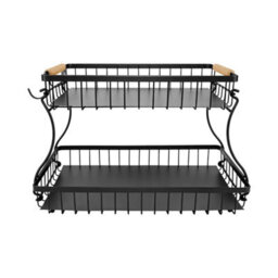 Kitchen 2 Tier Food Veg Storage Caddy Rack Organiser Fruit Basket Stand Rack - thumbnail 1