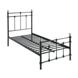 SlumberWorx Bayford Traditional Black With Brass Knobs Single Metal Bed Frame - thumbnail 6