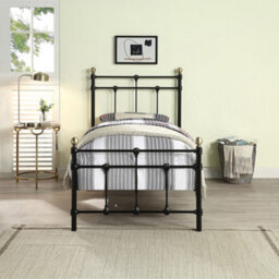 SlumberWorx Bayford Traditional Black With Brass Knobs Single Metal Bed Frame - thumbnail 2