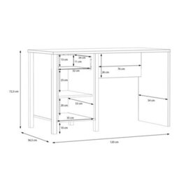 Wyld Haus Egtved Desk - Black & Natural Riviera Oak Effect, 1 Drawer 1 Door, 1200mm - thumbnail 8